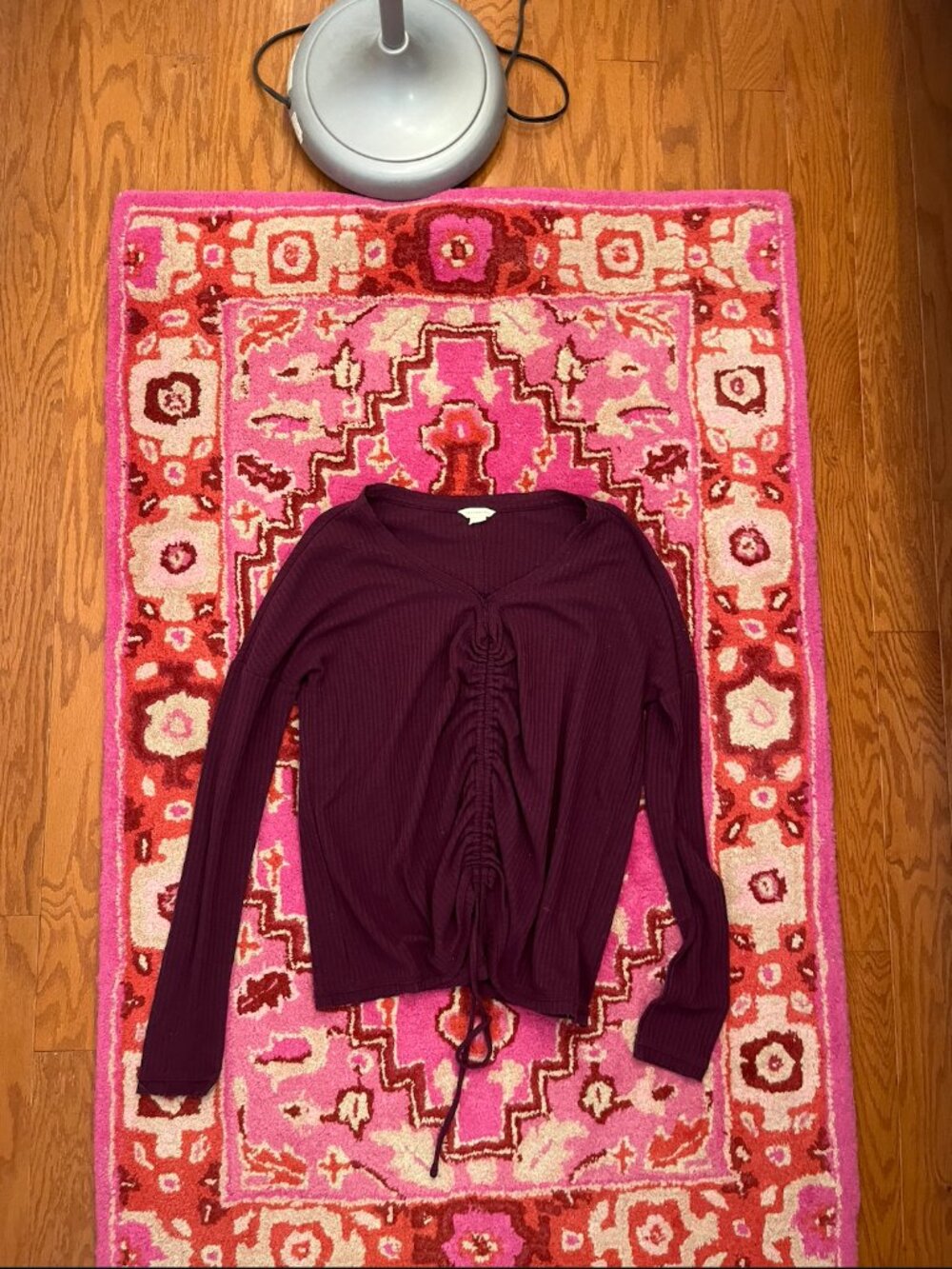 Aeropostale Burgundy/Maroon Scrunch Drawstring Tie Waffle Knit Long Sleeve